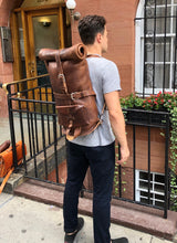 Load image into Gallery viewer, Large Double Roll Top Leather Duffel