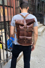 Load image into Gallery viewer, Double Roll Top Leather Duffel medium Horween leather bag