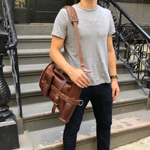 Load image into Gallery viewer, Double Roll Top Leather Duffel medium Horween leather bag