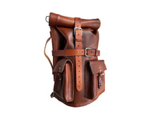 Load image into Gallery viewer, Double Roll Top Leather Duffel medium leather bag