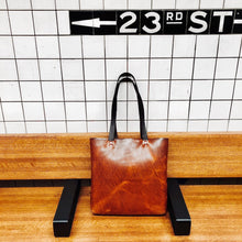 Load image into Gallery viewer, Horween Full Grain Leather Tote Bag with custom insert