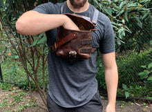 Load image into Gallery viewer, Men's Small Masculine Leather Satchel Bag with MOLLE