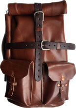 Load image into Gallery viewer, Double Roll Top Leather Duffel medium leather bag