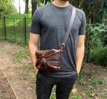 Load image into Gallery viewer, Men's Small Masculine Leather Satchel Bag with MOLLE