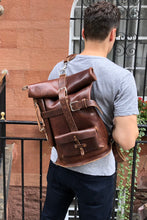 Load image into Gallery viewer, Double Roll Top Leather Duffel medium Horween leather bag