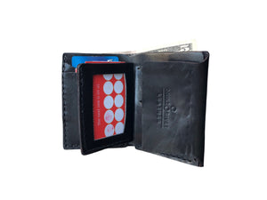 Trifold Full Grain Leather Police Shield Badge Wallet with Custom CHP Shield Cutout