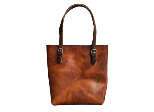 Horween Full Grain Leather Tote Bag with custom insert