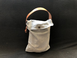 Denim + Leather Customizable Lunch Bag with Bottle/Thermos Attachment
