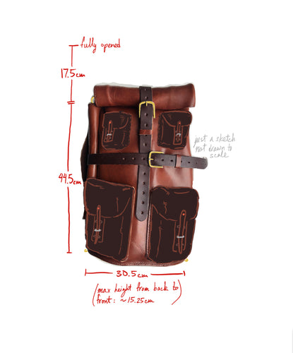 Custom Double Roll Top Leather Duffel medium leather bag